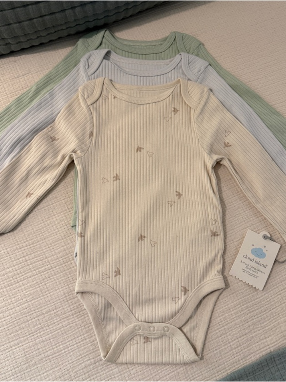 Cloud Island - 3 Piece Long Sleeve Ribbed Bodysuit Set